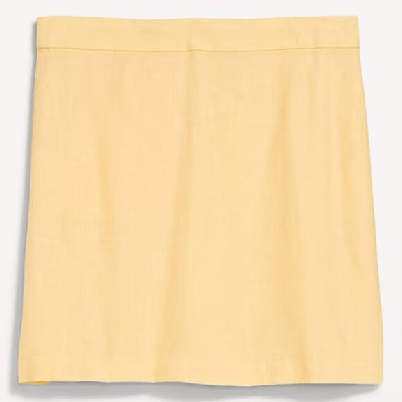 Old Navy High-Waisted Linen-Blend Mini Skirt Sweet Butter Yellow Set Piece - Picture 4 of 11